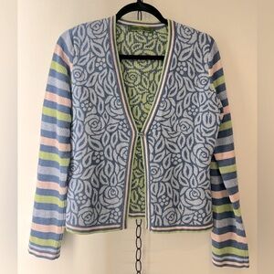 Oilily Floral & Striped Knit Cardigan